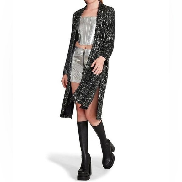 BB Dakota Rare Black Show Stopper Sequin Duster   Fashion Blogger Favourite - Picture 1 of 7